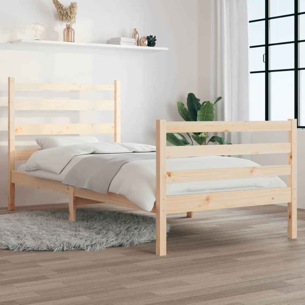 vidaXL Estrutura de cama 100x200 cm pinho maciço branco